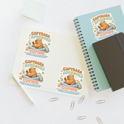Capybara Approved Coping Mechanism Sticker Sheet | Cute Relaxing Animal Stickers