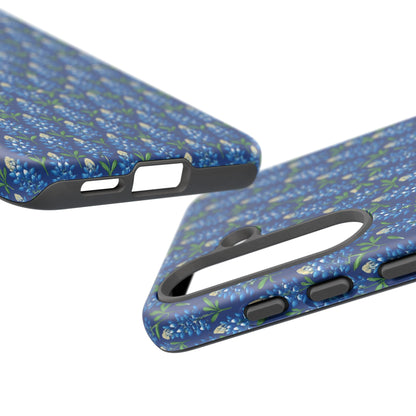 Phone Case, Texas Bluebonnet Tough Case, Navy Floral Phone Cover, Protective iPhone Case, Samsung Galaxy Case, Texas Wildflower Gift