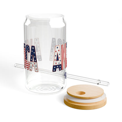 American Flag Lettering Sipper Glass | 16oz