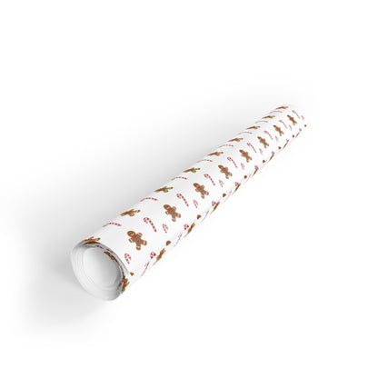 Gingerbread Cookie Pattern Gift Wrapping Paper Roll | Christmas Holiday Wrap