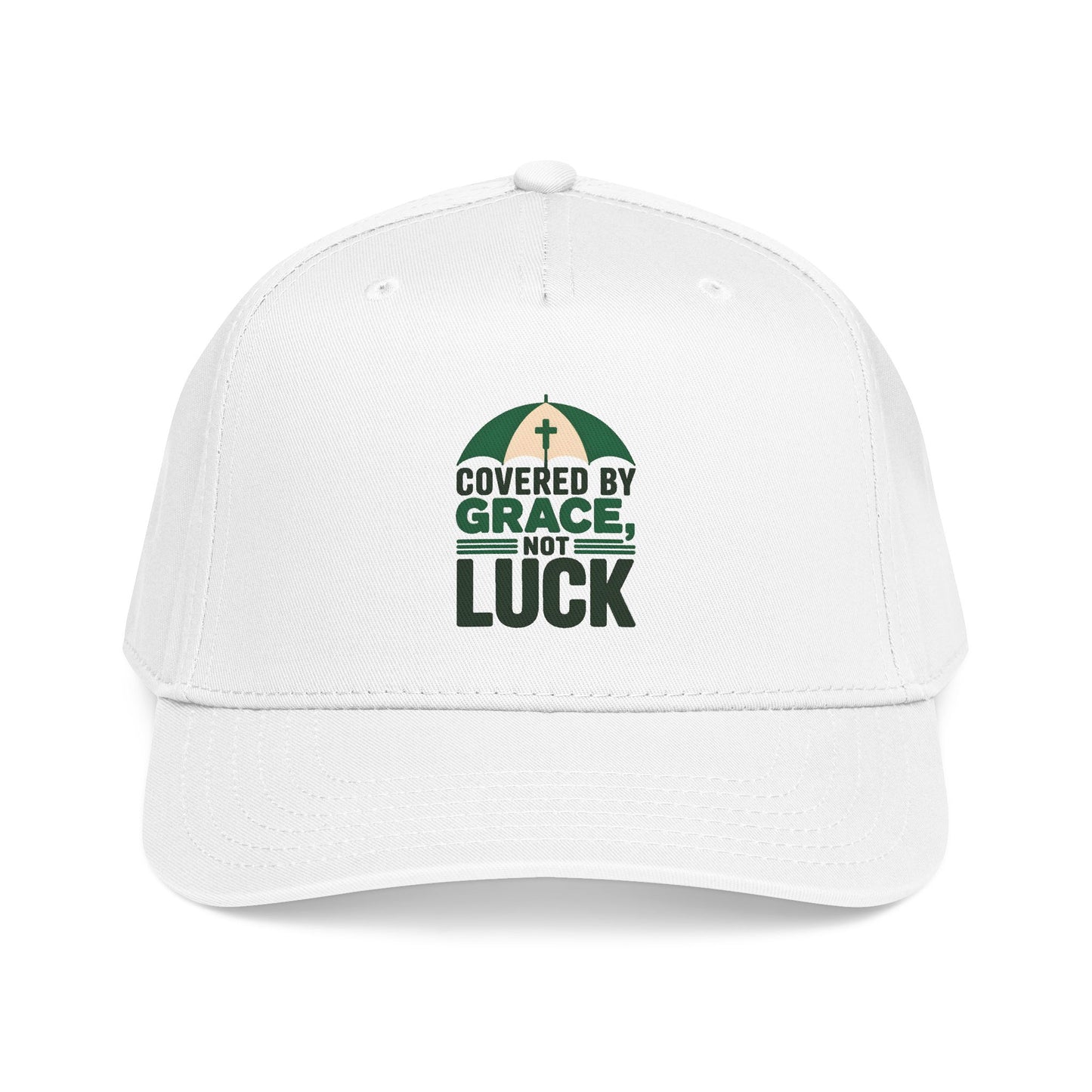 Covered by Grace Not Luck baseball cap | Christian faith hat