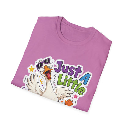 Just A Little Unhinged Goose T-Shirt | Funny Cartoon Goose Tee