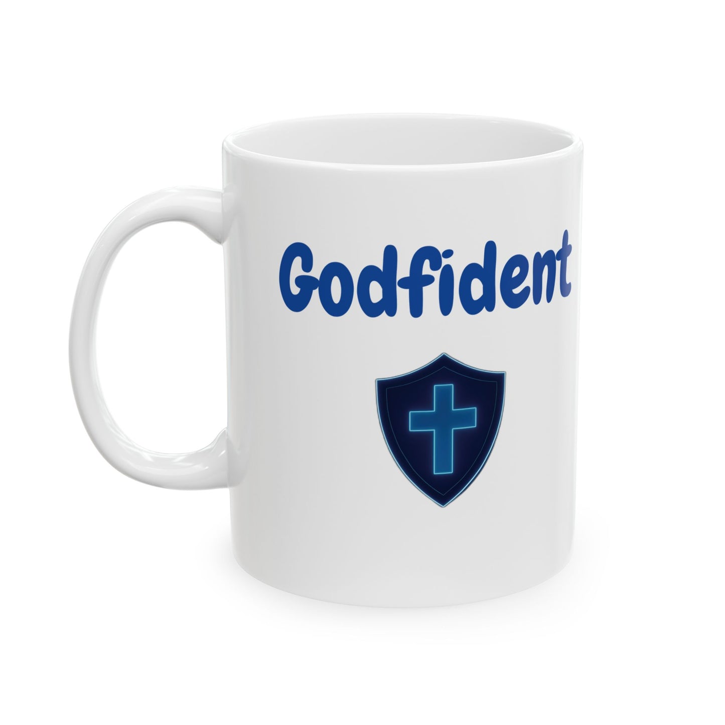 Godfident Christian Faith Ceramic Mug, Inspirational Coffee Cup for Believers, Religious Gift, Pastor, Church Kitchen Decor, Tea Mug
