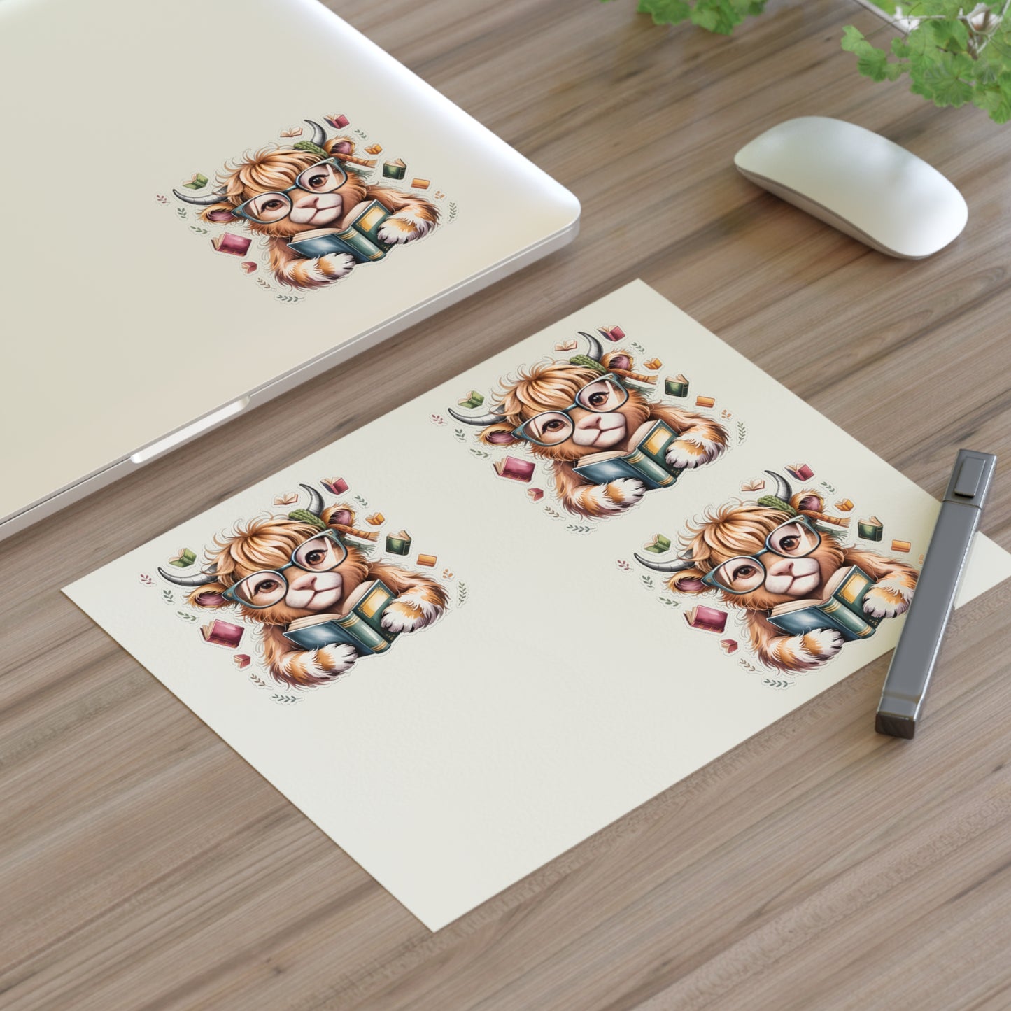 Reading Highland Cow Sticker Sheet | Cute Bookish Stickers