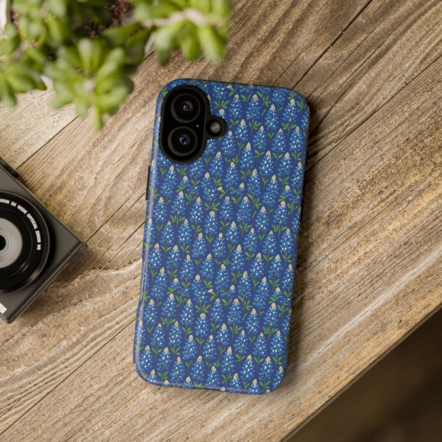 Phone Case, Texas Bluebonnet Tough Case, Navy Floral Phone Cover, Protective iPhone Case, Samsung Galaxy Case, Texas Wildflower Gift