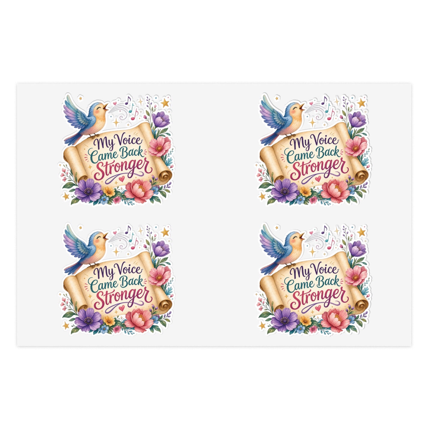 My Voice Came Back Stronger Sticker Sheet | Floral Hummingbird Inspirational