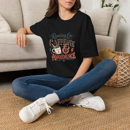 Running On Caffeine & Avoidance T-Shirt | Funny Coffee Quote Tee