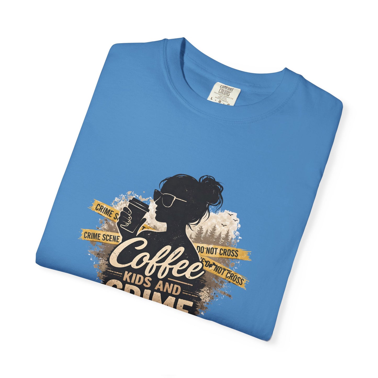 Coffee Kids and Crime Podcast Mom T-Shirt | Coffee Mug Silhouette Tee