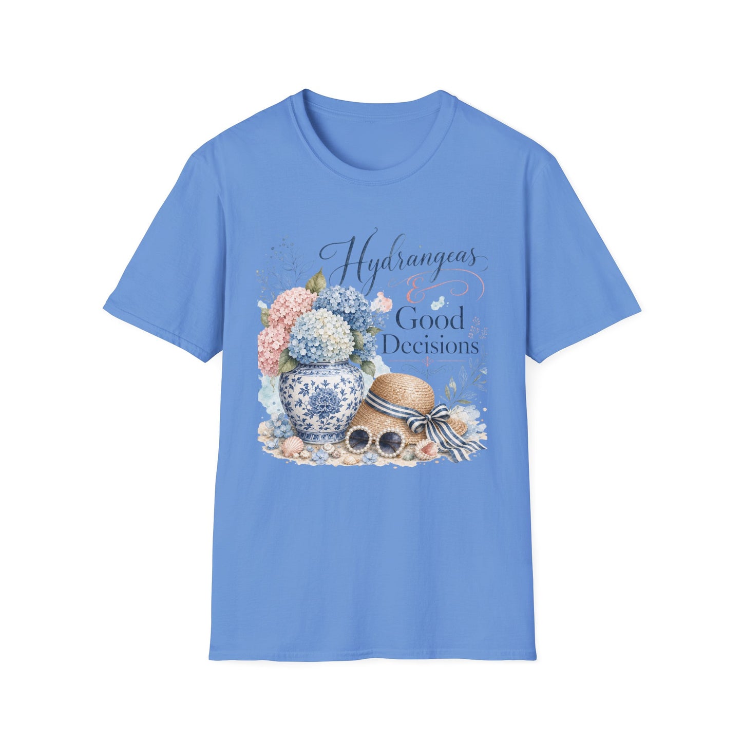 Hydrangeas & Good Decisions T-Shirt | Floral Hydrangea Design