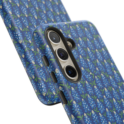 Phone Case, Texas Bluebonnet Tough Case, Navy Floral Phone Cover, Protective iPhone Case, Samsung Galaxy Case, Texas Wildflower Gift