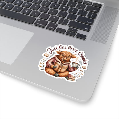 Just One More Chapter Highland Cow Sticker | Kiss-Cut Reading Vinyl