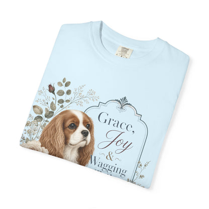 Cavalier King Charles Spaniel floral portrait T-shirt | Grace Joy Wagging Tails