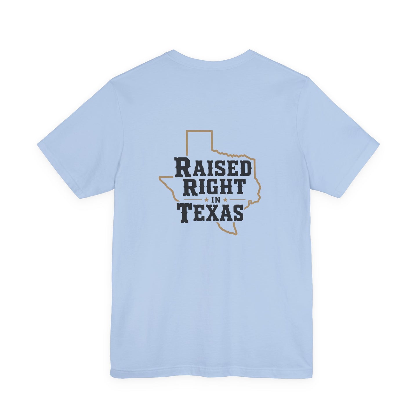 Raised Right in Texas T-Shirt | Texas Outline, Typographic Western Design