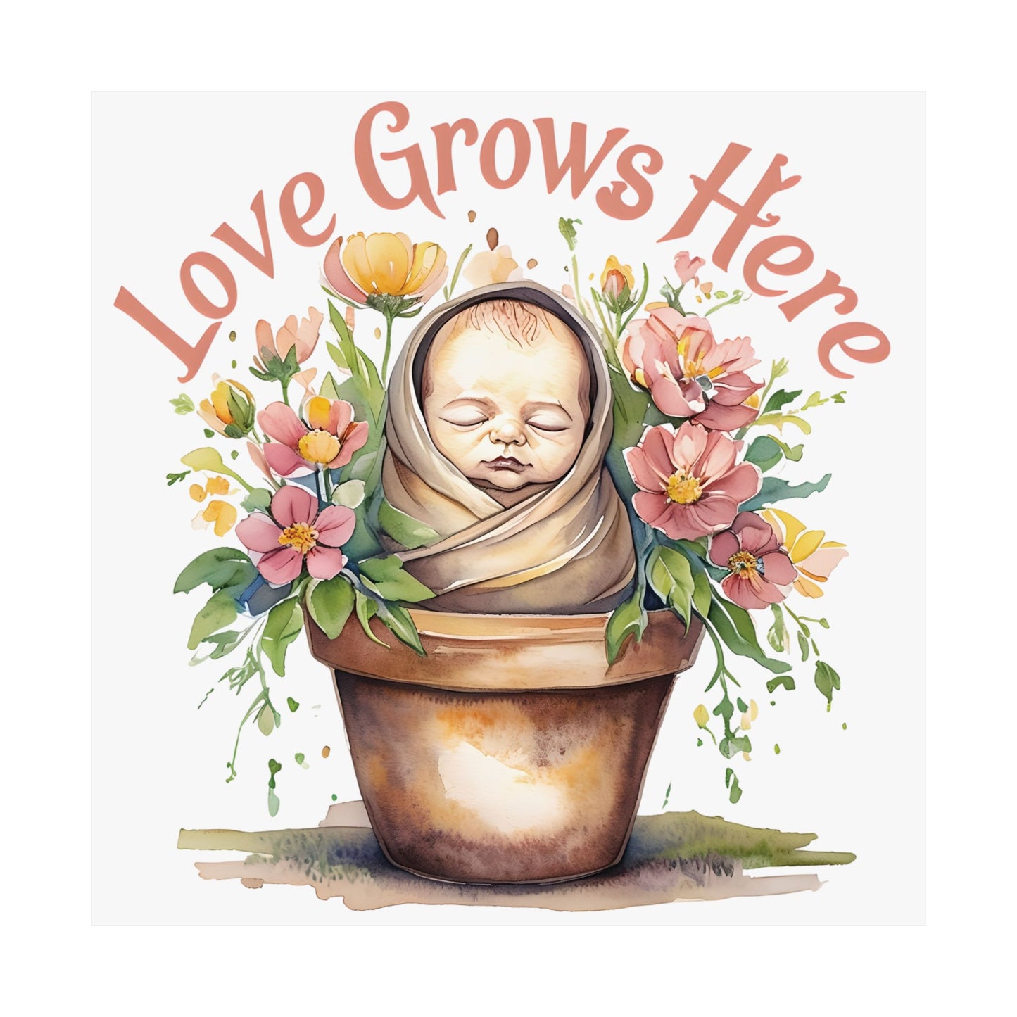 Love Grows Here Wall Art, Floral Nursery Print, Baby Shower Decor, Inspirational Poster, New Parent Gift, Home Decor, NICU Wall Art