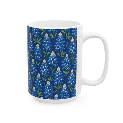 Texas Bluebonnet Ceramic Mug, Floral Pattern Coffee Cup, Southwestern Drinkware, Botanical Tea Mug, Gift for Gardeners, Home Decor