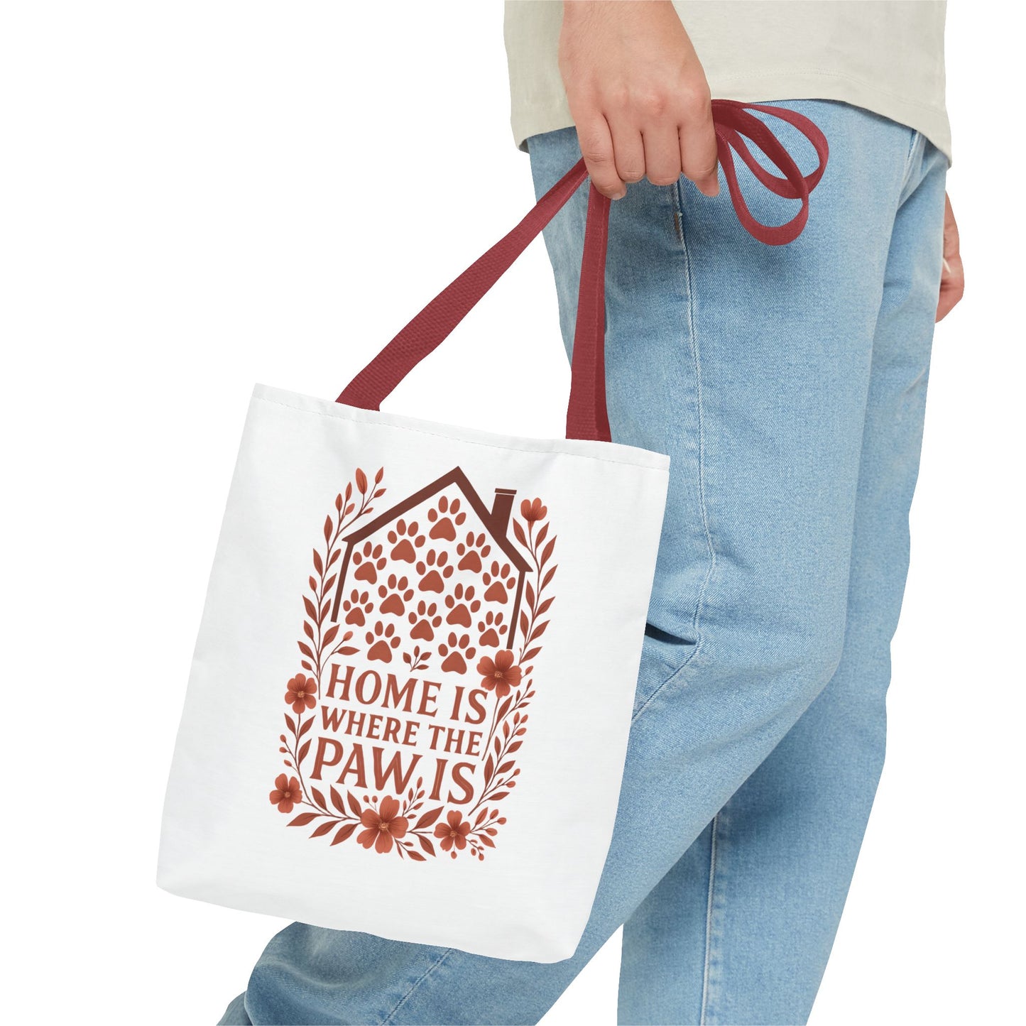 Home is Where the Paw Is Tote Bag | Pet Lover Gift, Floral Design, Animal Lover Accessory, Eco-Friendly Shopping Bag, Dog Mom Tote