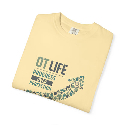 OT Life Progress Over Perfection T-Shirt | Occupational Therapy Arrow Design