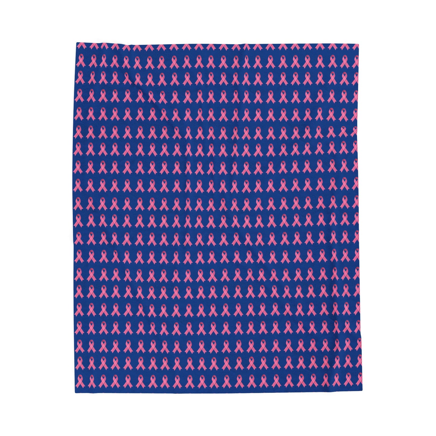 Soft Pink Ribbon Velveteen Blanket | Cozy Plush Throw for Breast Cancer Awareness, Comfort, Gift for Her, Home Decor, Cozy Snuggle, Blue
