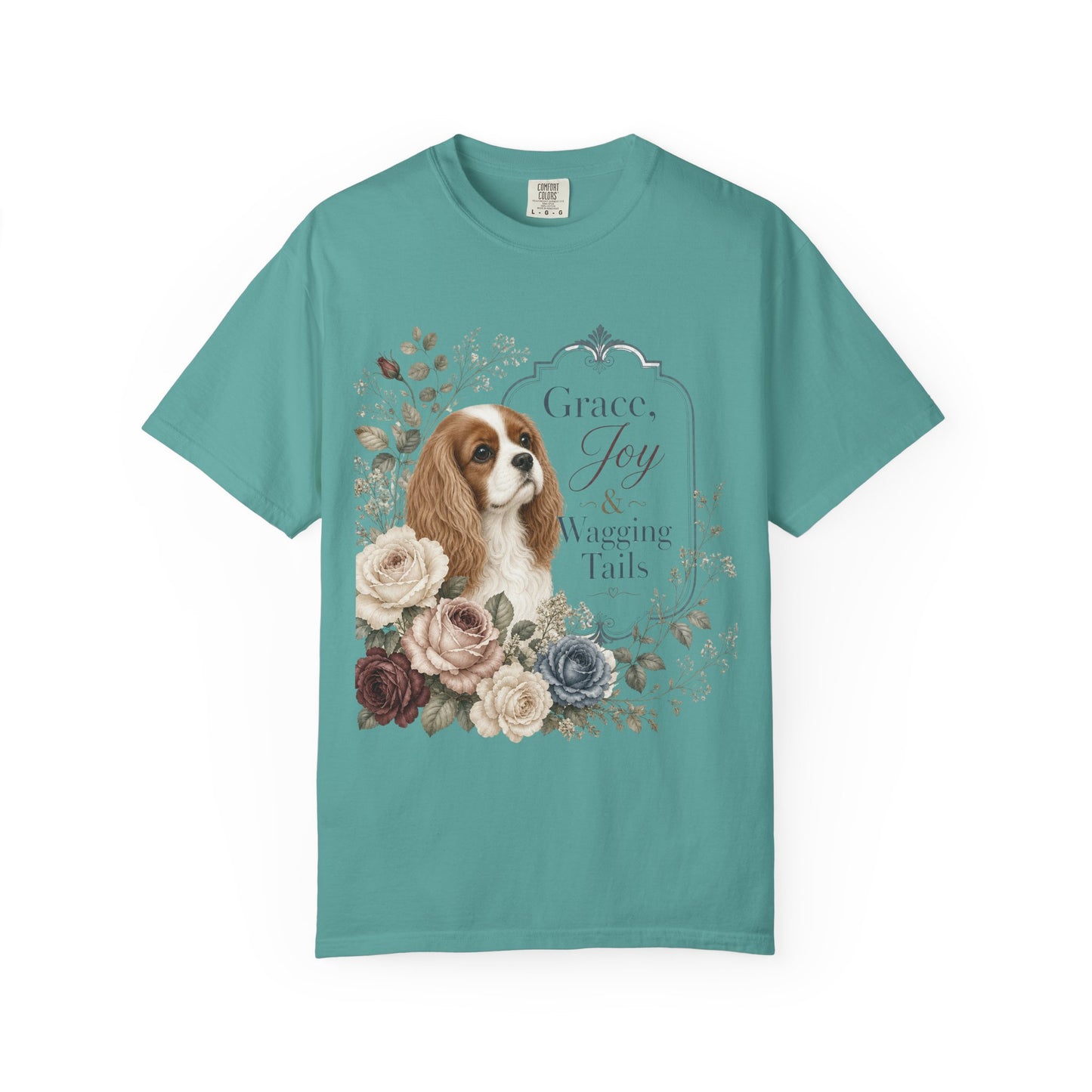 Cavalier King Charles Spaniel floral portrait T-shirt | Grace Joy Wagging Tails
