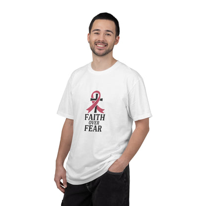 Faith Over Fear T-shirt, Unisex Inspirational Tee, Garment-Dyed Comfort, Cancer Awareness, Everyday Casual Wear, Gift for Loved Ones