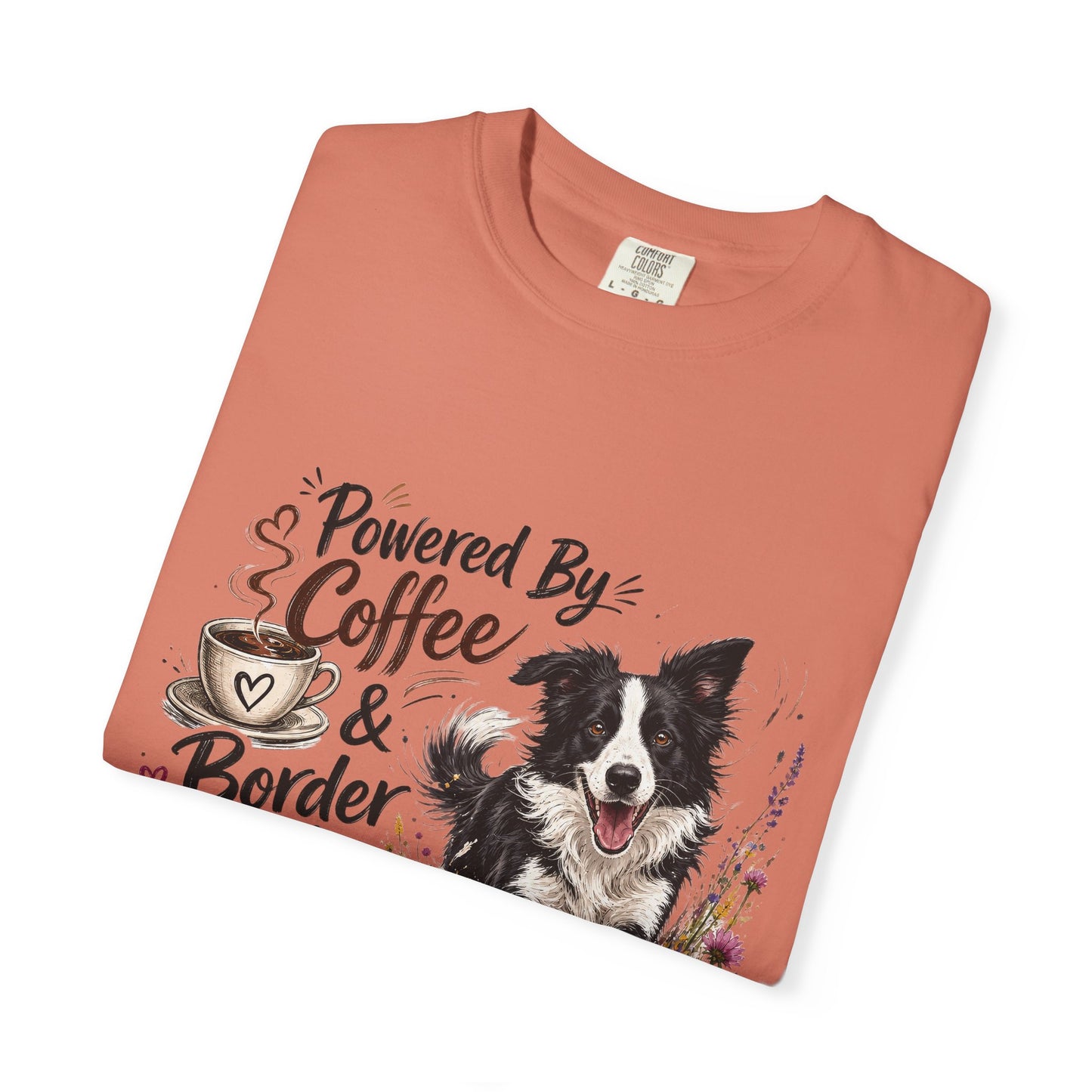 Powered by Coffee & Border Collie Energy T-Shirt | Border Collie Dog Tee