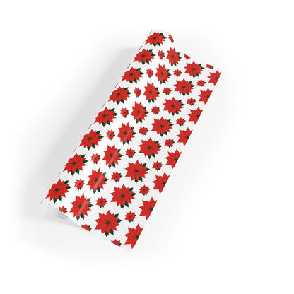 Red Poinsettia Pattern Gift Wrapping Paper Roll | Holiday Wrapping Paper