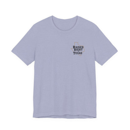 Raised Right in Texas T-Shirt | Texas Outline, Typographic Western Design
