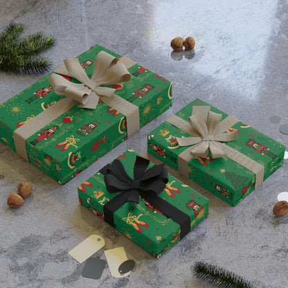 Nutcracker and Ornaments Christmas Wrapping Paper Roll | Holiday Gift Wrap