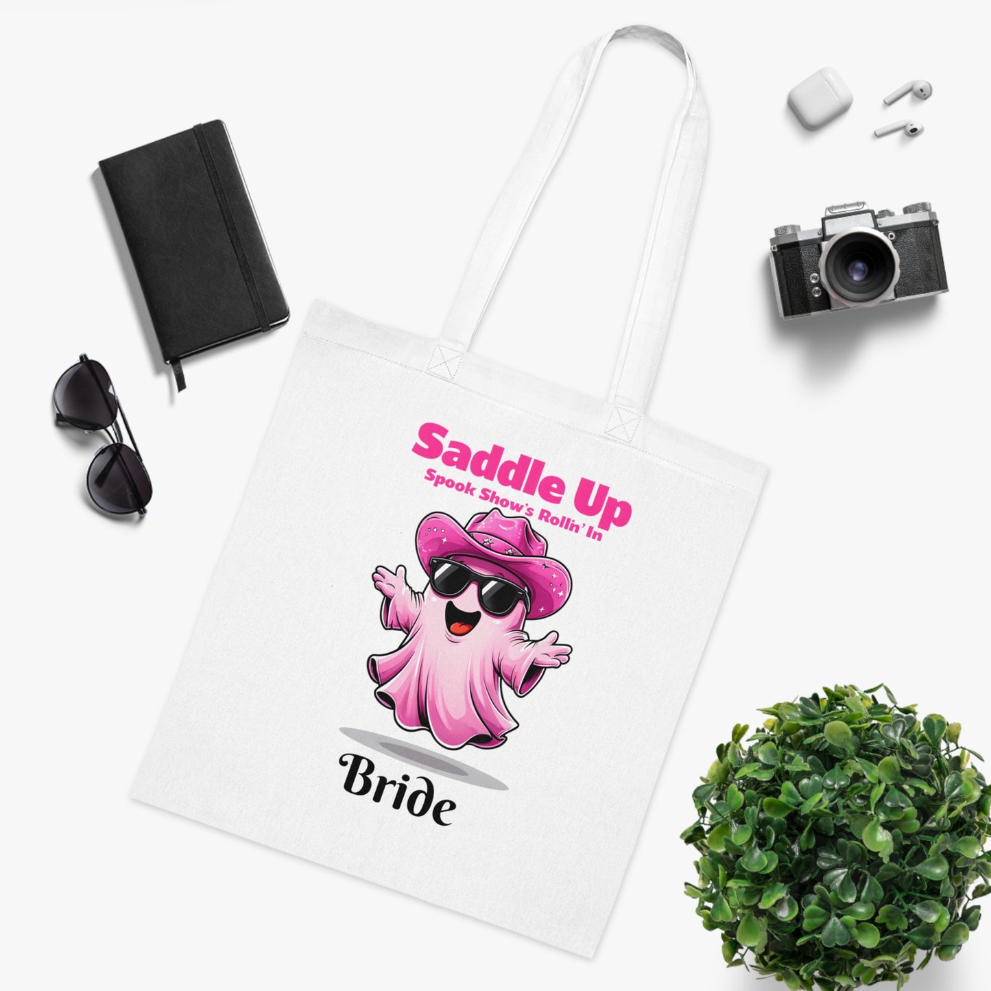 Bride's Ghostly Cotton Tote, Perfect for Bachelorette Parties, Bridal Showers, Halloween, Wedding Planning, Eco-Friendly Tote Bag