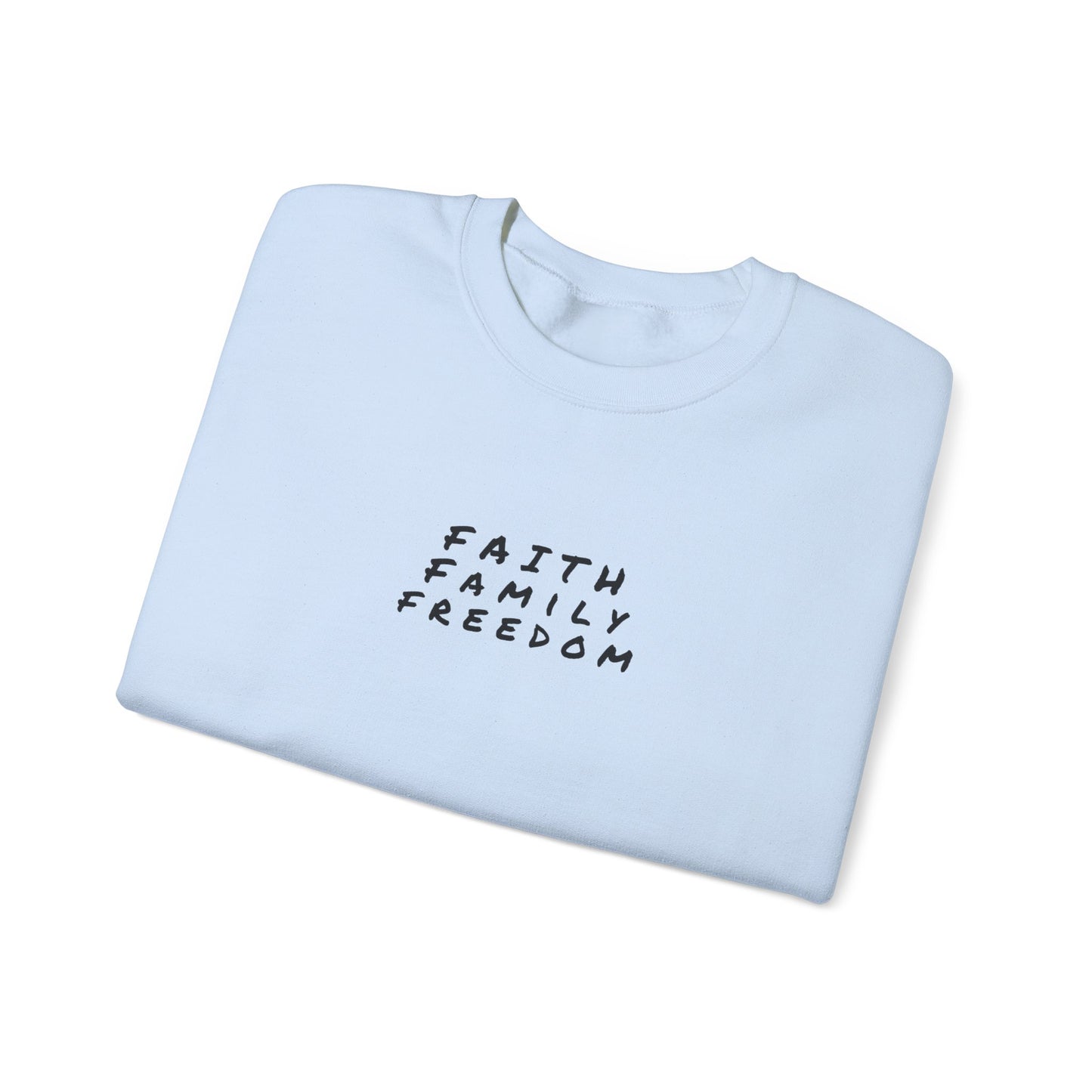 Faith Family Freedom Sweatshirt, Christian Sweatshirt, Religious Apparel, Inspirational Jumper, Religious Gift for Him/Her, Cozy Sweatshirt