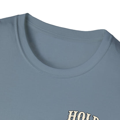 Hold Your Horses Honey T-Shirt | Retro Western Script, Chest & Back Graphic
