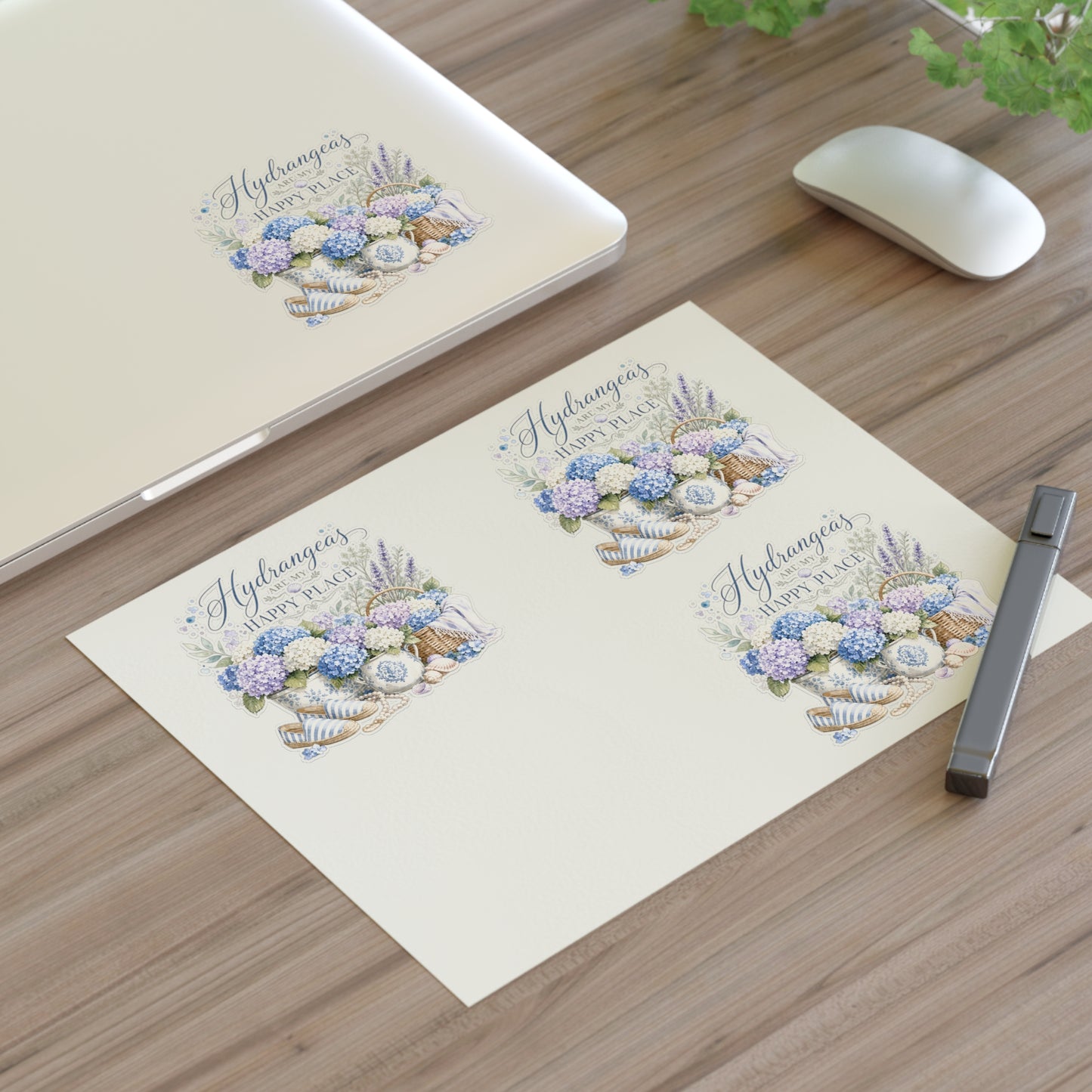 Hydrangeas Happy Place Sticker Sheet | Floral Hydrangea Decorative Stickers