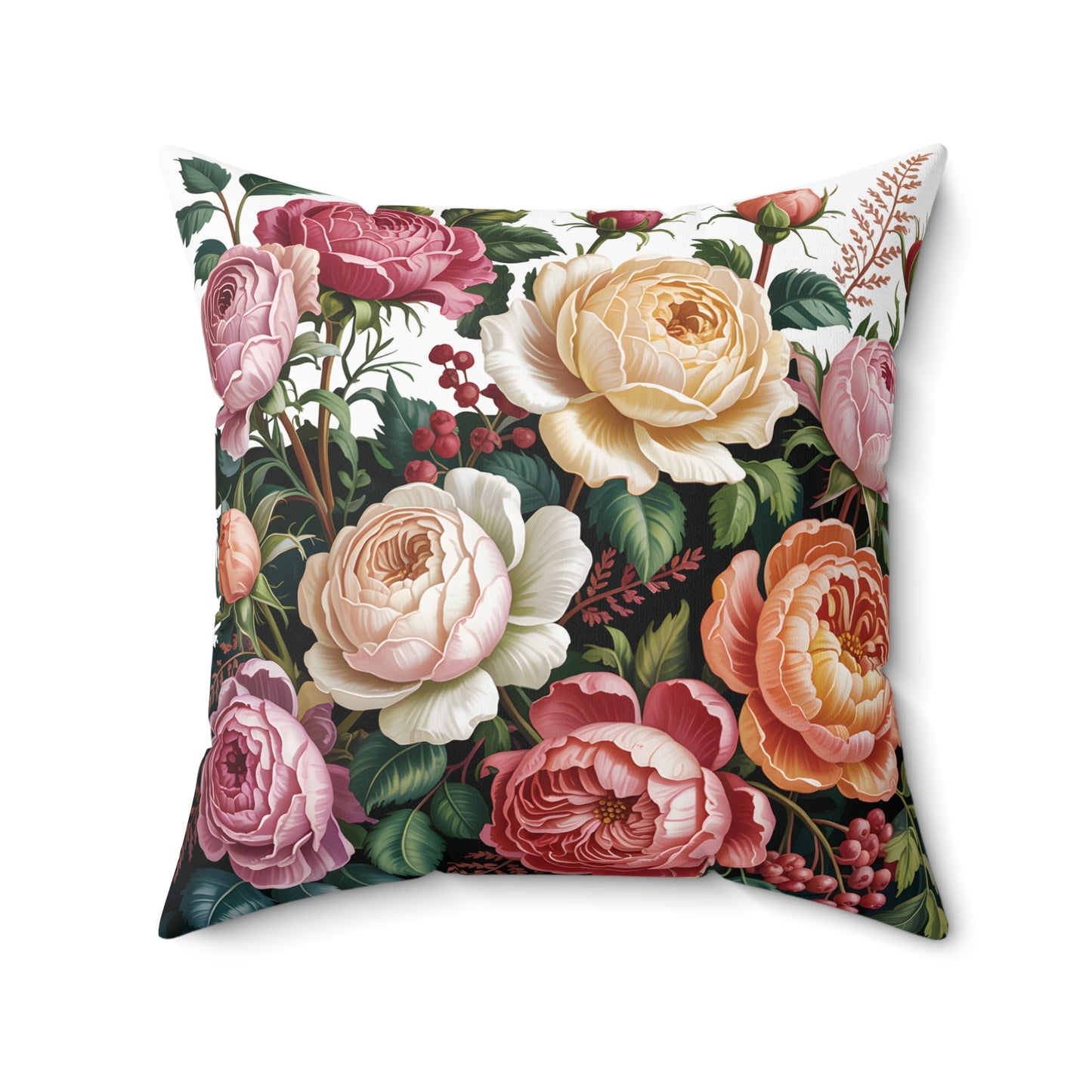Vintage Rose Bouquet Pillow | Floral Throw Pillow