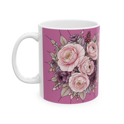 Blush Rose Bouquet Mug | Floral Ceramic Coffee Cup