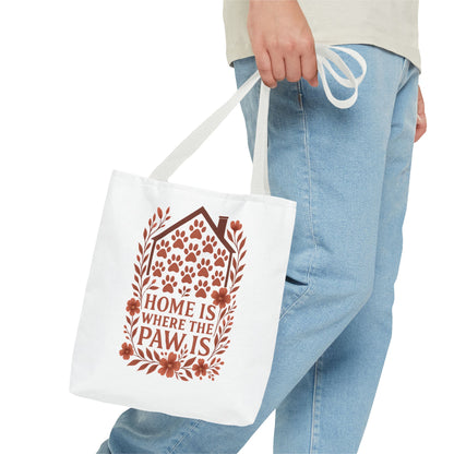 Home is Where the Paw Is Tote Bag | Pet Lover Gift, Floral Design, Animal Lover Accessory, Eco-Friendly Shopping Bag, Dog Mom Tote