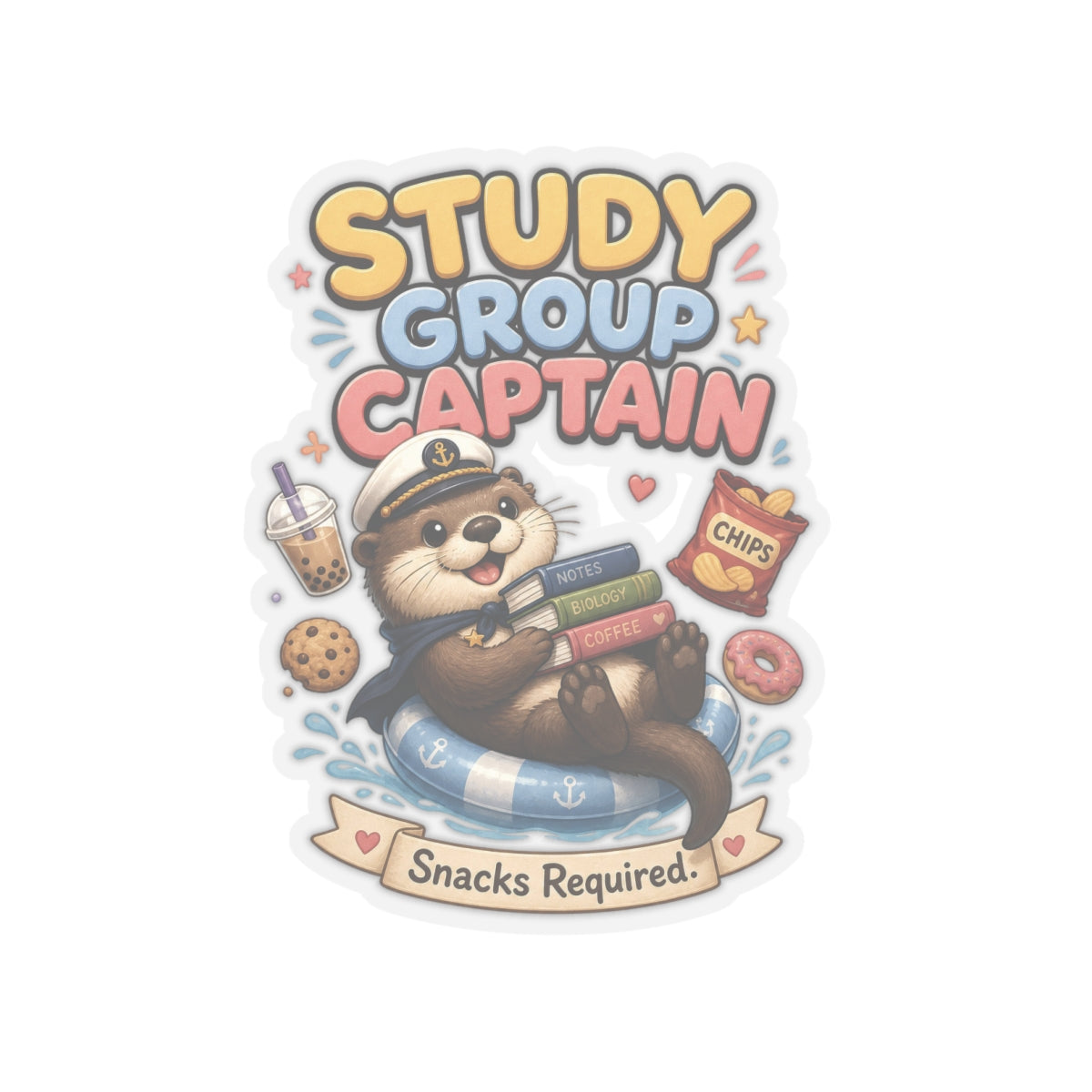 Study Group Captain Sticker | Otter with Snacks Kiss-Cut Sticker