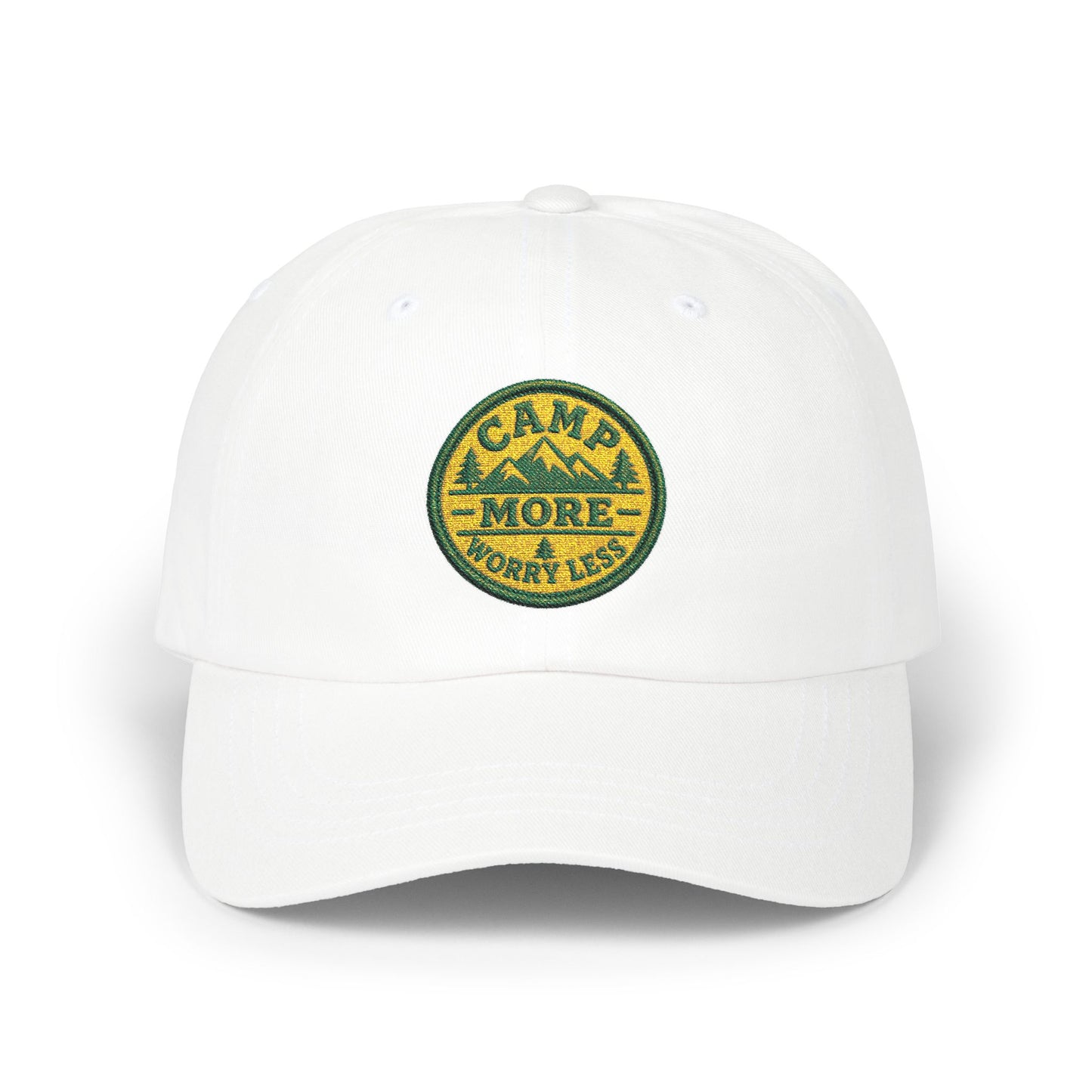 Camp More Worry Less Dad Cap | Embroidered Outdoor Patch Hat