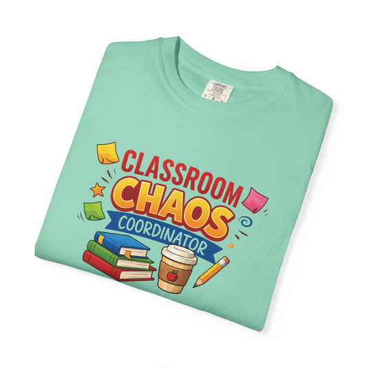 Classroom Chaos Coordinator T-shirt | Teacher Coffee Books Pencil