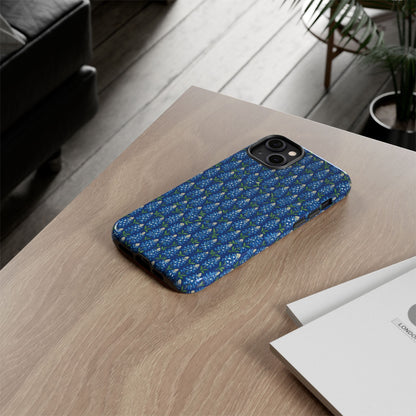 Phone Case, Texas Bluebonnet Tough Case, Navy Floral Phone Cover, Protective iPhone Case, Samsung Galaxy Case, Texas Wildflower Gift