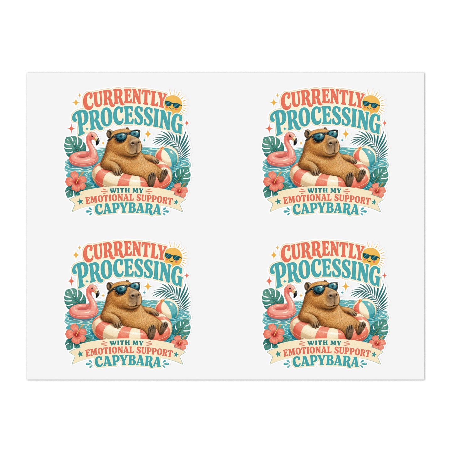 Currently Processing Capybara Sticker Sheet | Cute Relaxing Animal Stickers