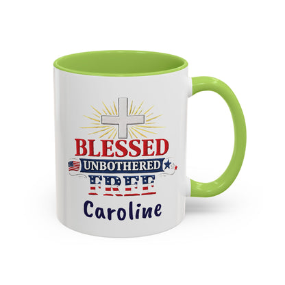 Blessed Unbothered Free, Coffee Mug | Accent Coffee Mug