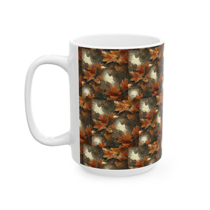 Autumn Leaves Ceramic Mug, Fall Drinkware, Coffee Tea Cup, Seasonal Home Decor, Gift for Nature Lovers