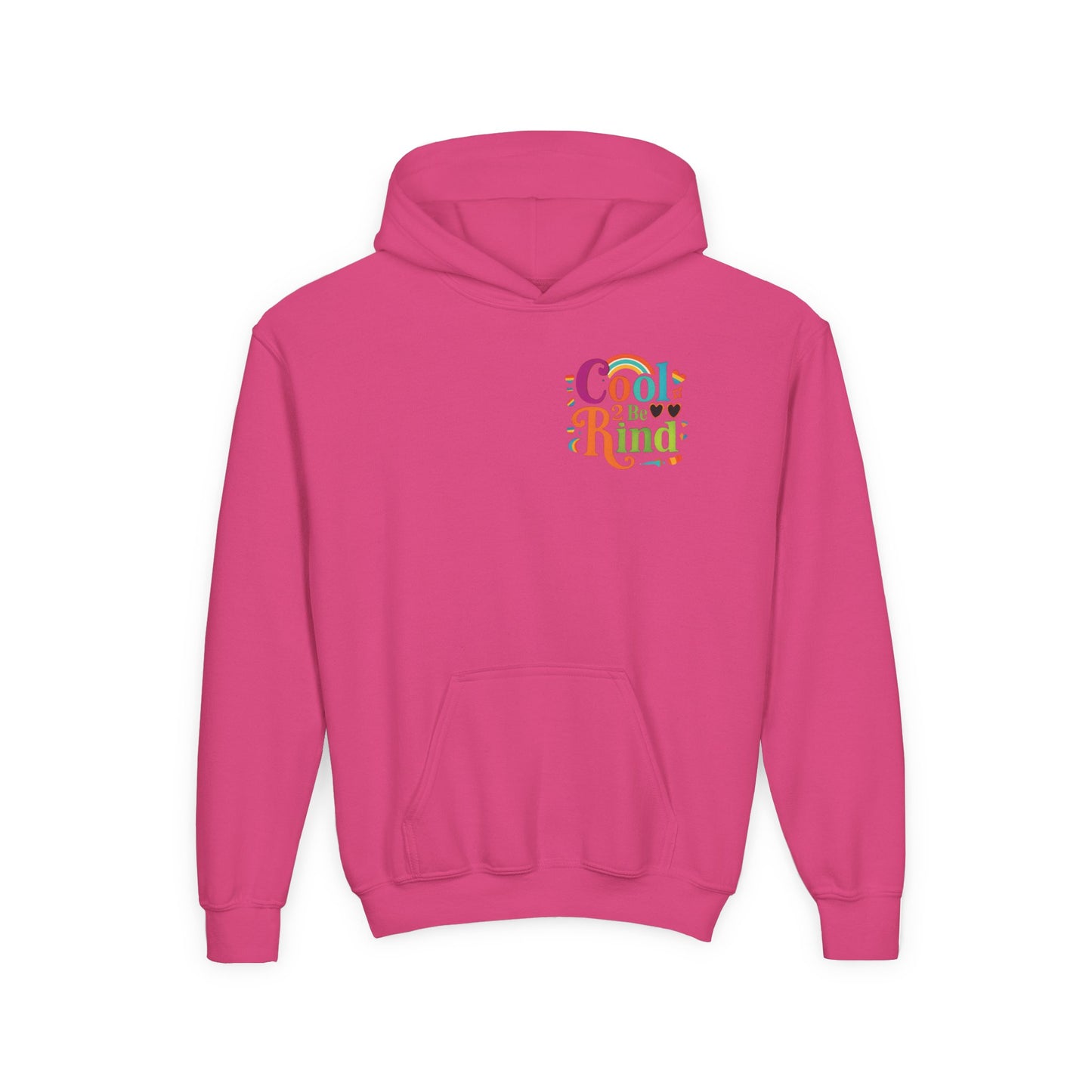 Cool 2 Be Kind Hoodie | Youth Hooded Sweatshirt, Colorful Rainbow Kindness Design