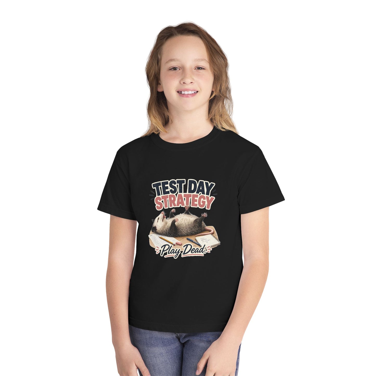Test Day Strategy Play Dead Youth Tee | Possum Illustration, Back-to-School