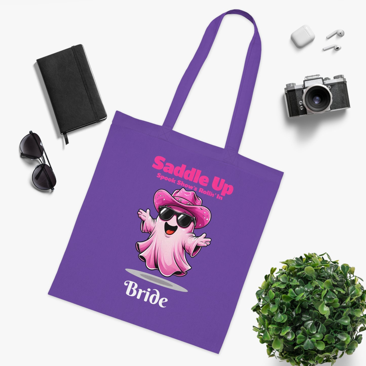 Bride's Ghostly Cotton Tote, Perfect for Bachelorette Parties, Bridal Showers, Halloween, Wedding Planning, Eco-Friendly Tote Bag