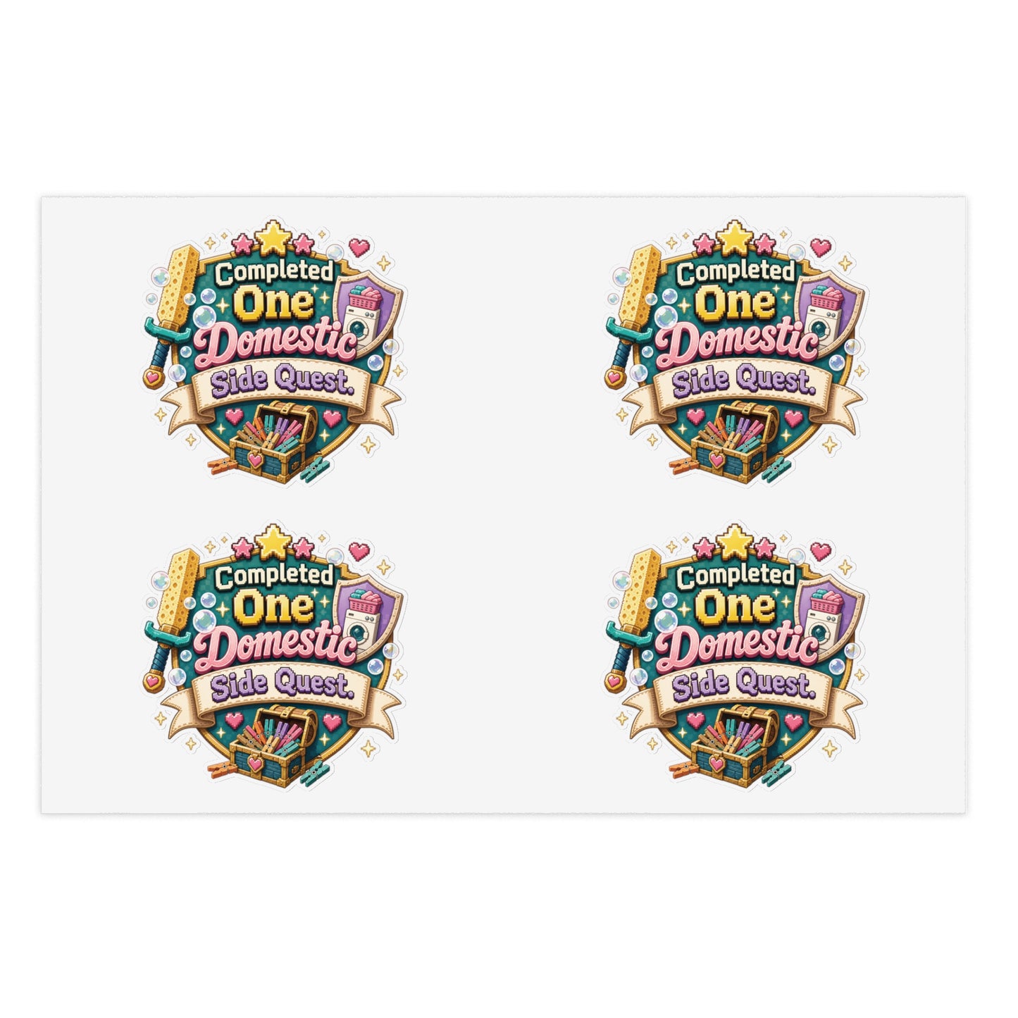 Completed One Domestic Side Quest Sticker Sheet | Cute Achievement Badge Stickers