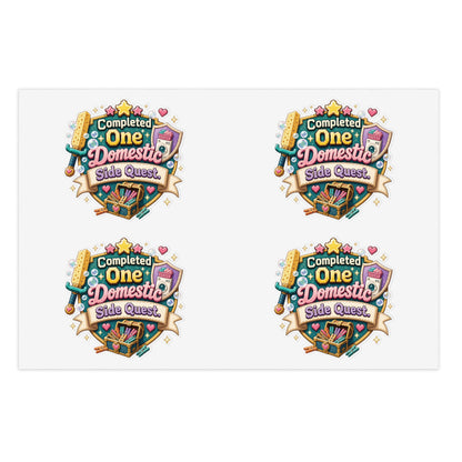 Completed One Domestic Side Quest Sticker Sheet | Cute Achievement Badge Stickers