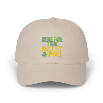 Here For The Rally & Fun Dad Cap | Embroidered Sport Rally Hat