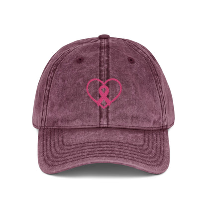 Embroidered Vintage Cap, Breast Cancer Awareness Hat, Pink Ribbon Baseball Cap, Cancer Support Gift, Retro Cancer Survivor Cap