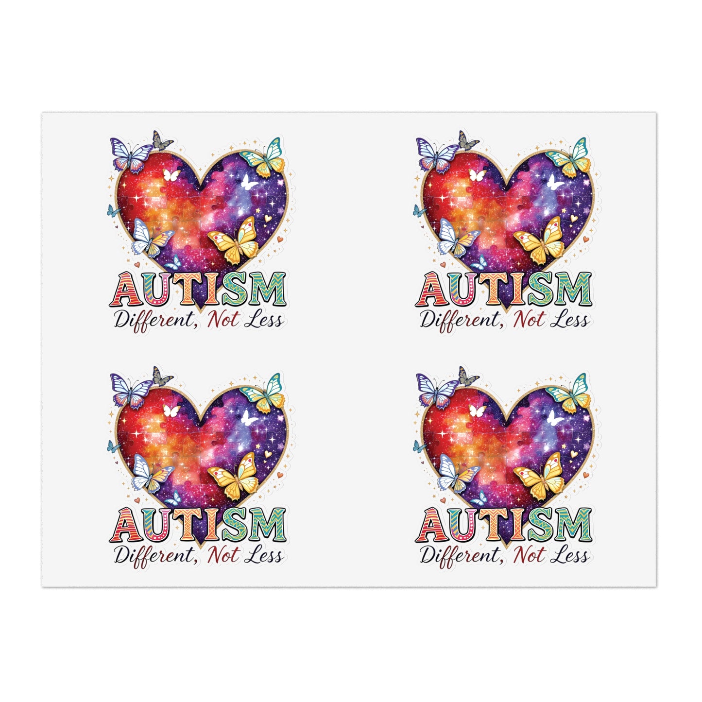 Autism Puzzle Heart Sticker Sheet Bundle, 5pcs | Different Not Less